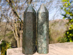 Polished Fuchsite Quartz Display Crystals with Pyrite x 4 From Andakatany, Madagascar - Toprock Gemstones and Minerals 