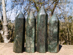 Polished Fuchsite Quartz Display Crystals with Pyrite x 4 From Andakatany, Madagascar - Toprock Gemstones and Minerals 