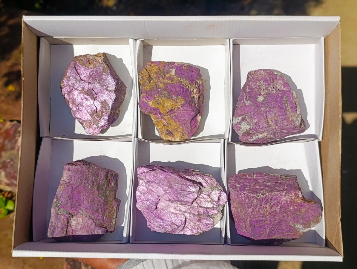 Natural Metallic Cobbed Purpurite Specimens x 6 From Erongo, Namibia - Toprock Gemstones and Minerals 