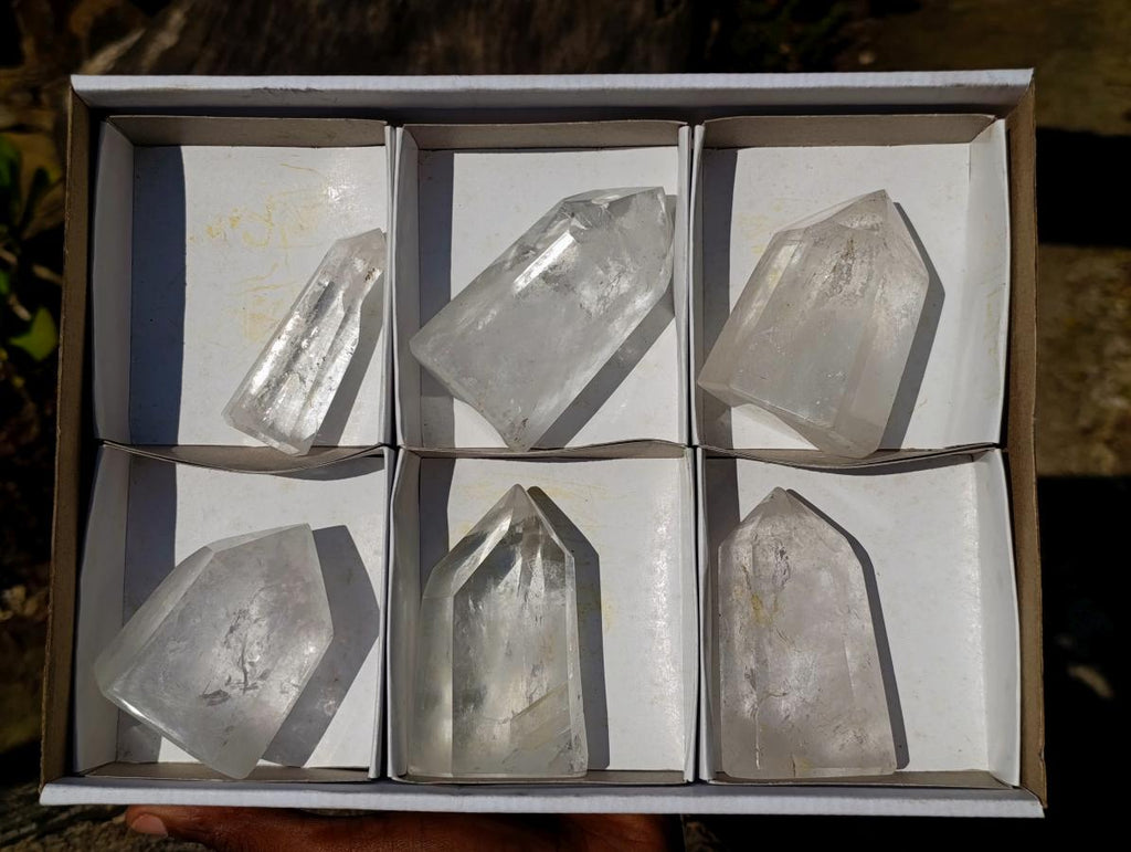 Polished Clear Quartz Crystals x 6 From Madagascar - Toprock Gemstones and Minerals 