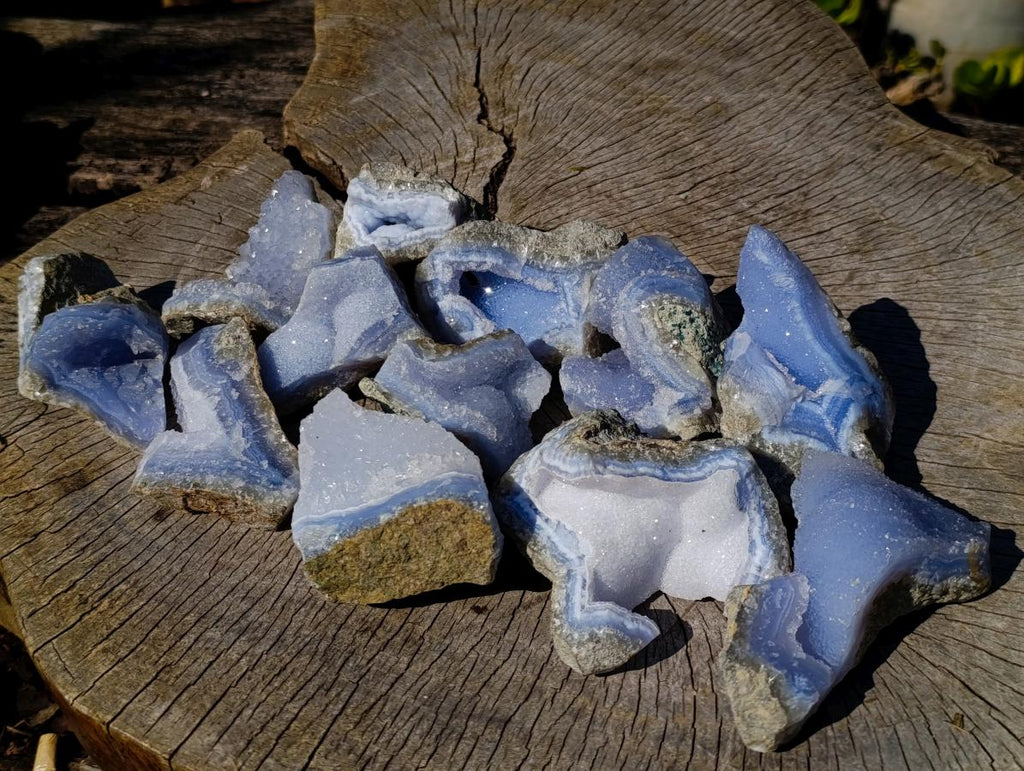 Natural Blue Lace Agate Specimens x 12 From Nsanje, Malawi - Toprock Gemstones and Minerals 