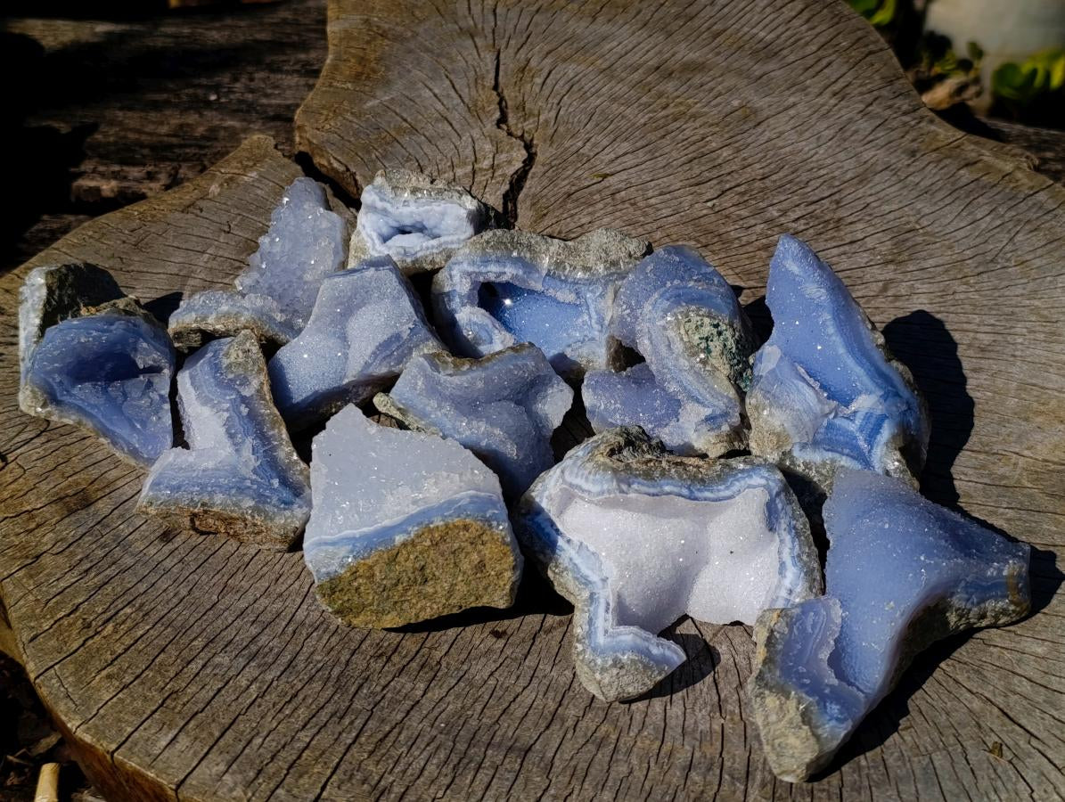 Natural Blue Lace Agate Specimens x 12 From Nsanje, Malawi - Toprock Gemstones and Minerals 