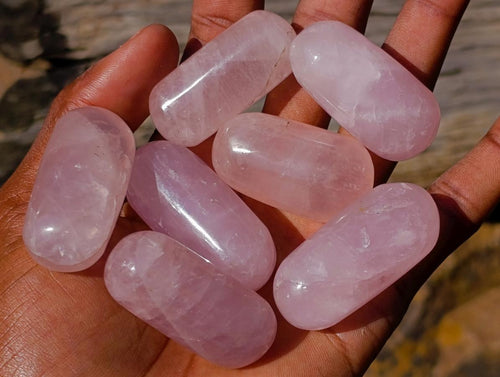 Polished Gemmy Rose Quartz Ampule Shaped Free Forms x 37 From Madagascar - Toprock Gemstones and Minerals 
