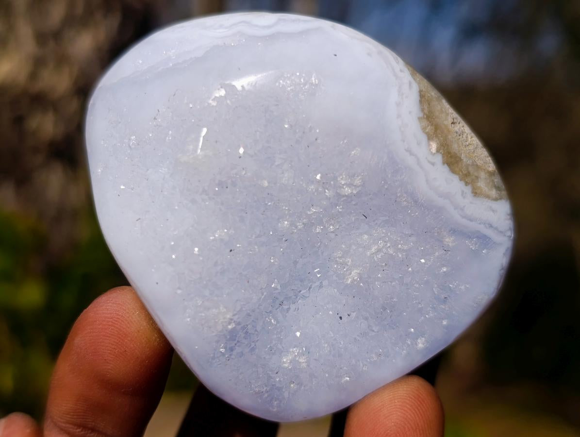 Polished and Natural Blue Lace Agate Free Forms and Standing Display Pieces x 6 From Nsanje, Malawi - Toprock Gemstones and Minerals 