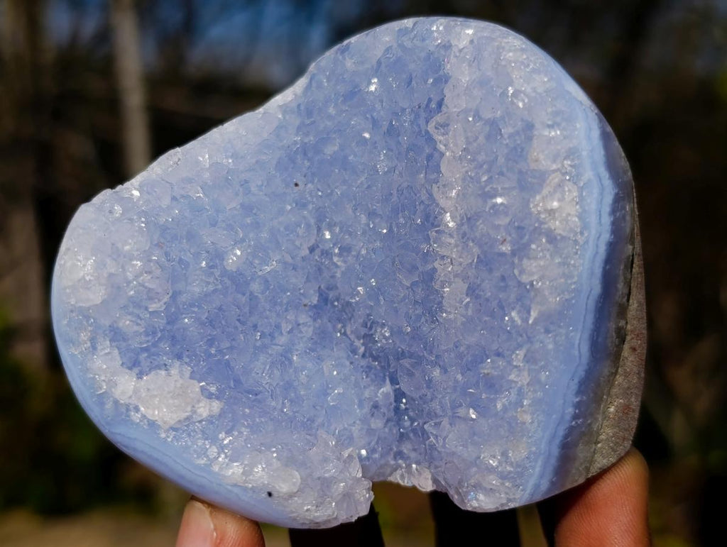 Polished and Natural Blue Lace Agate Free Forms and Standing Display Pieces x 6 From Nsanje, Malawi - Toprock Gemstones and Minerals 