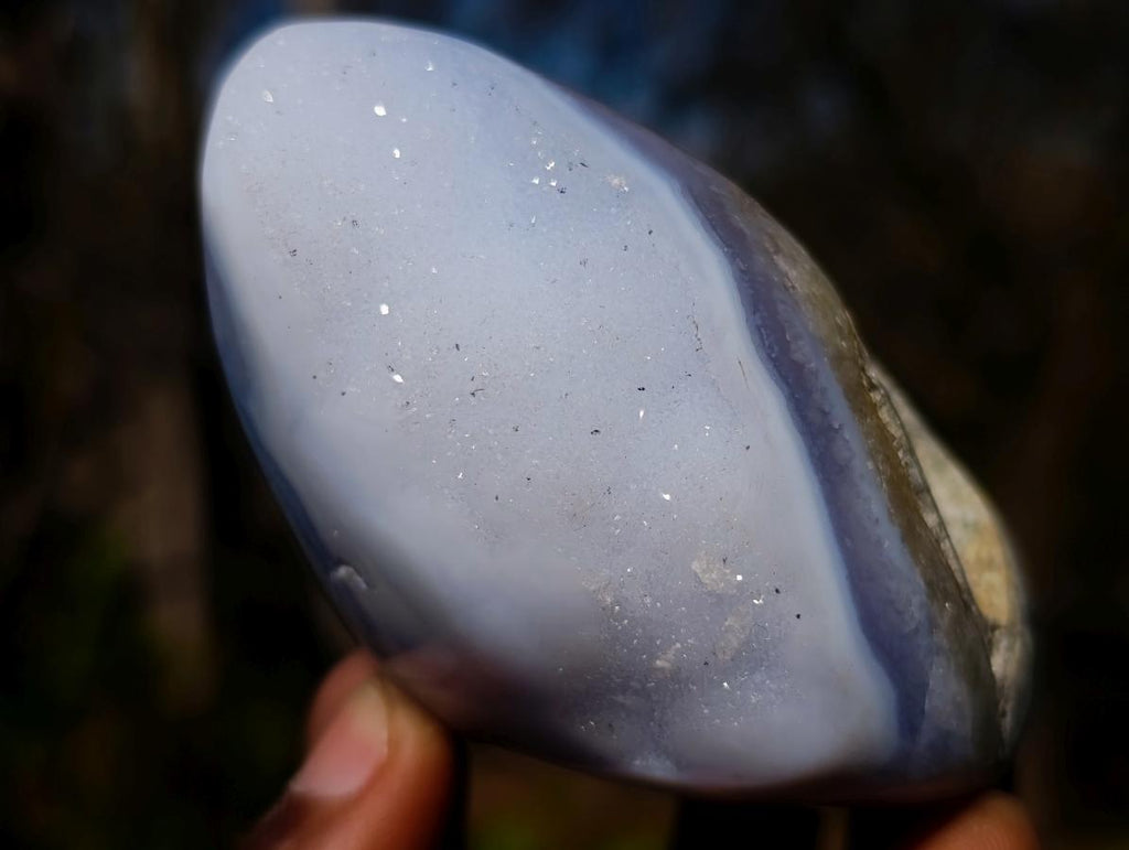 Polished and Natural Blue Lace Agate Free Forms and Standing Display Pieces x 6 From Nsanje, Malawi - Toprock Gemstones and Minerals 