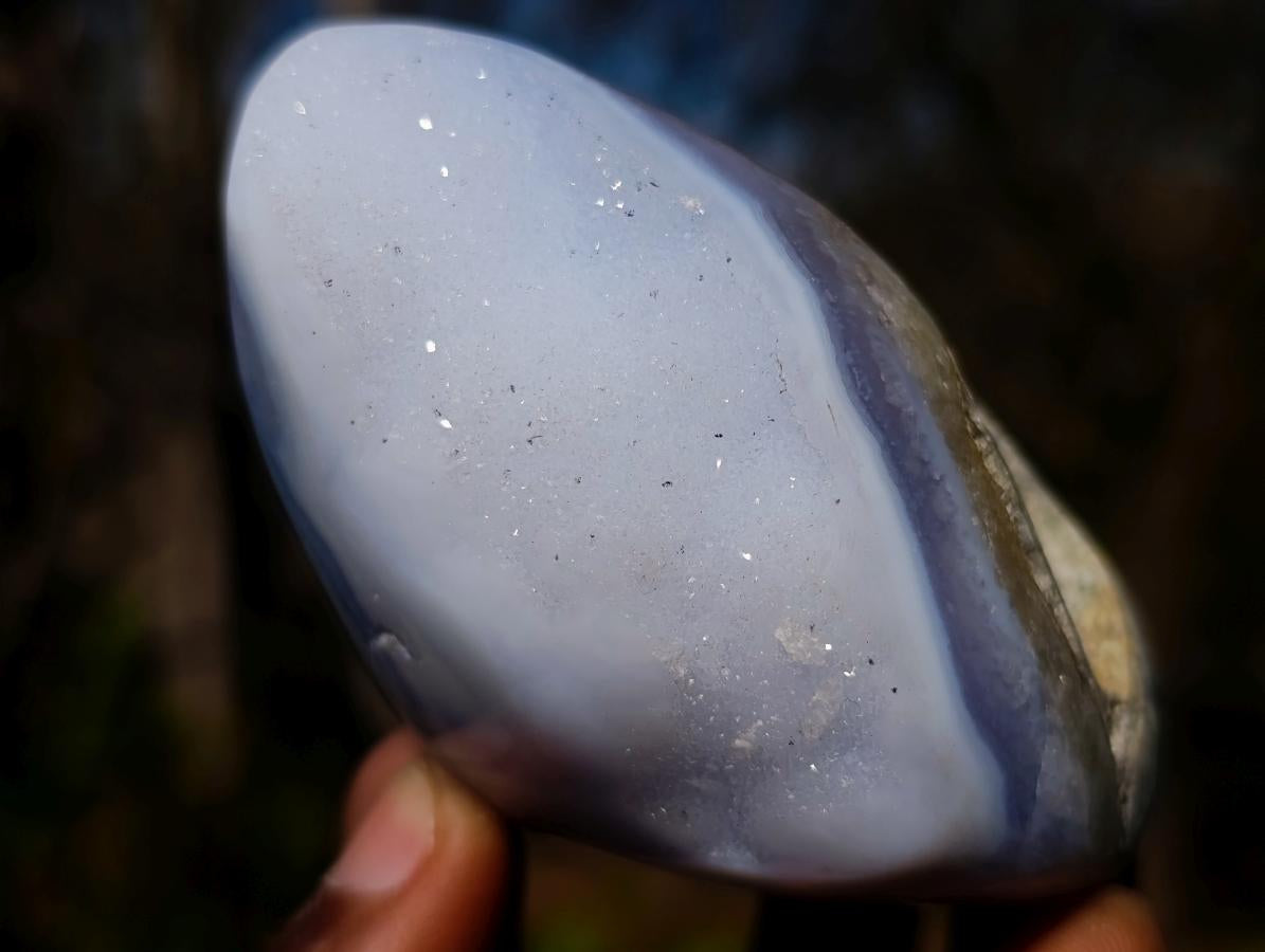 Polished and Natural Blue Lace Agate Free Forms and Standing Display Pieces x 6 From Nsanje, Malawi - Toprock Gemstones and Minerals 