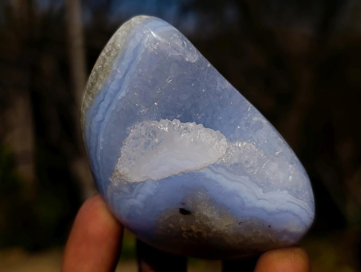 Polished and Natural Blue Lace Agate Free Forms and Standing Display Pieces x 6 From Nsanje, Malawi - Toprock Gemstones and Minerals 