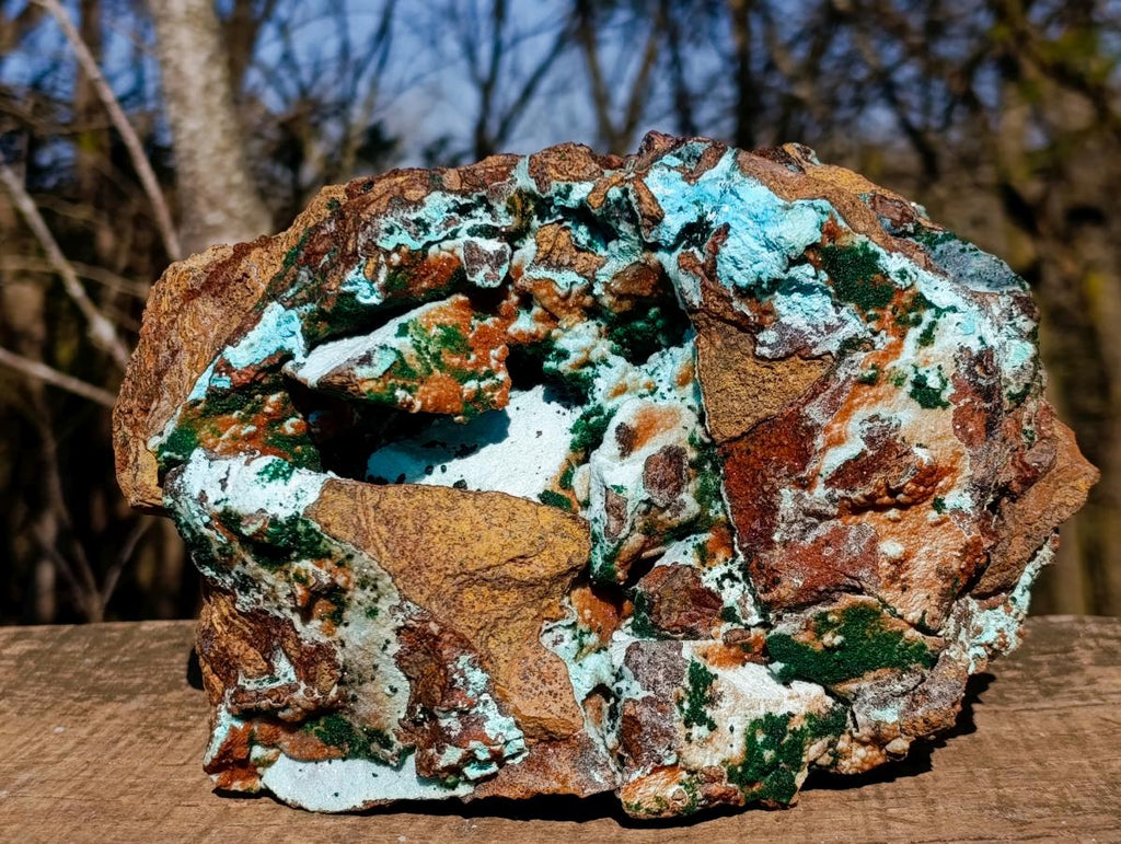 Natural Large Drusy Coated Chrysocolla Specimen with Crystalline Malachite on Copper Dolomite x 1 From Lupoto Mine, Congo - Toprock Gemstones and Minerals 