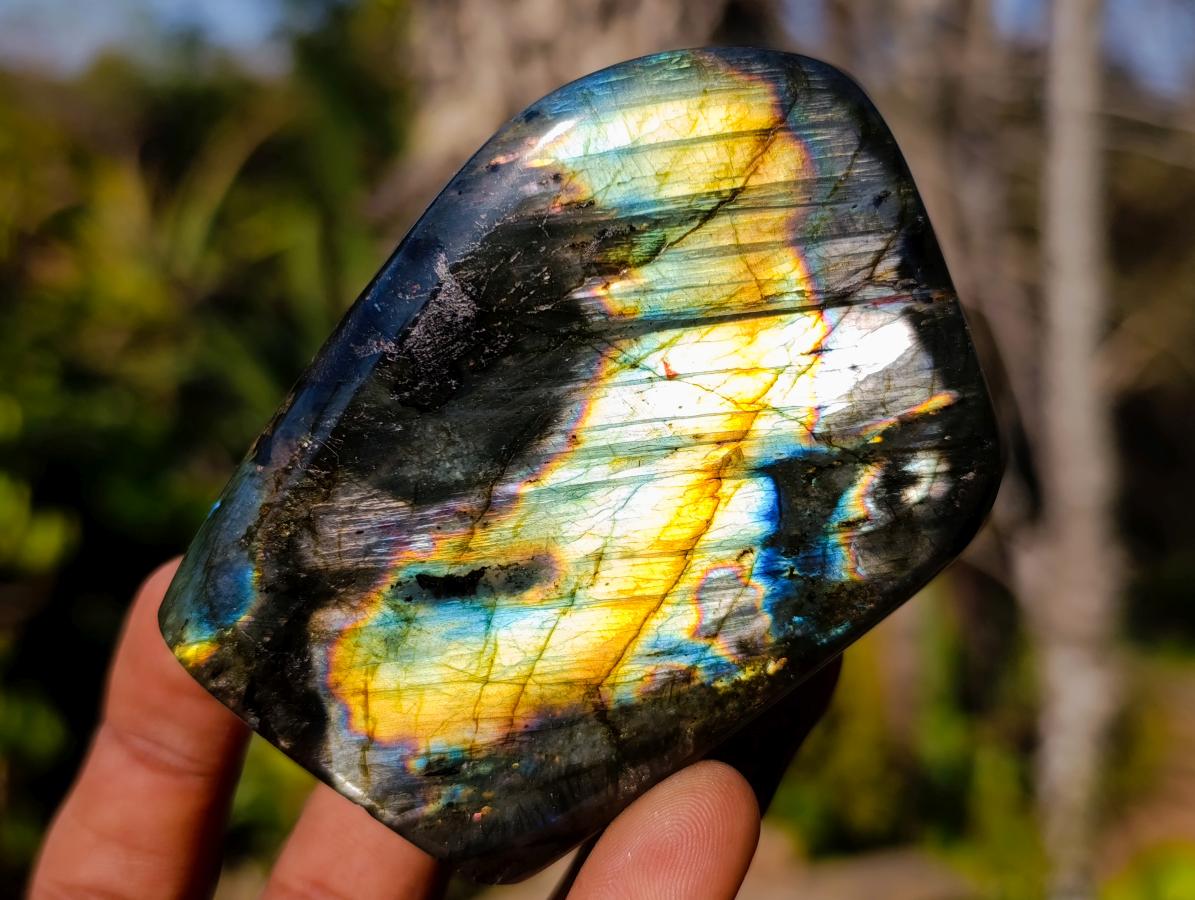Polished Spectrolite Labradorite Standing Display Pieces x 3 From Madagascar - Toprock Gemstones and Minerals 