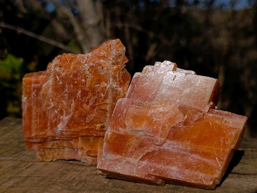 Natural Rhombohedral Sunset Orange Calcite Specimens x 6 From Spitzkop, Namibia - Toprock Gemstones and Minerals 