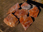 Natural Rhombohedral Sunset Orange Calcite Specimens x 6 From Spitzkop, Namibia - Toprock Gemstones and Minerals 