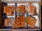 Natural Rhombohedral Sunset Orange Calcite Specimens x 6 From Spitzkop, Namibia - Toprock Gemstones and Minerals 