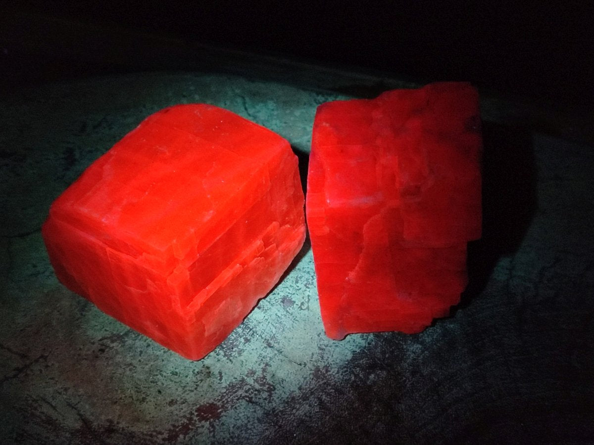 Natural Rhombohedral Sunset Orange Calcite Specimens x 6 From Spitzkop, Namibia