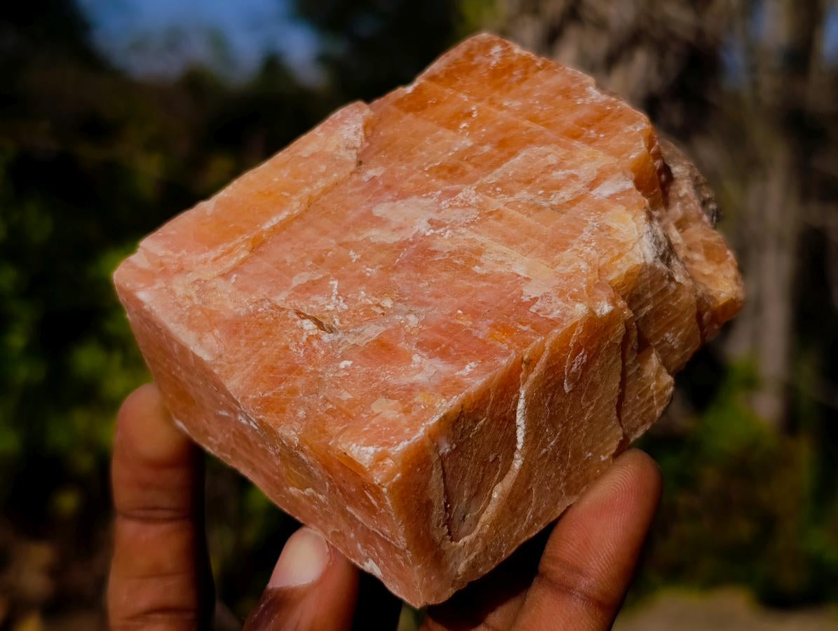 Natural Rhombohedral Sunset Orange Calcite Specimens x 6 From Spitzkop, Namibia - Toprock Gemstones and Minerals 