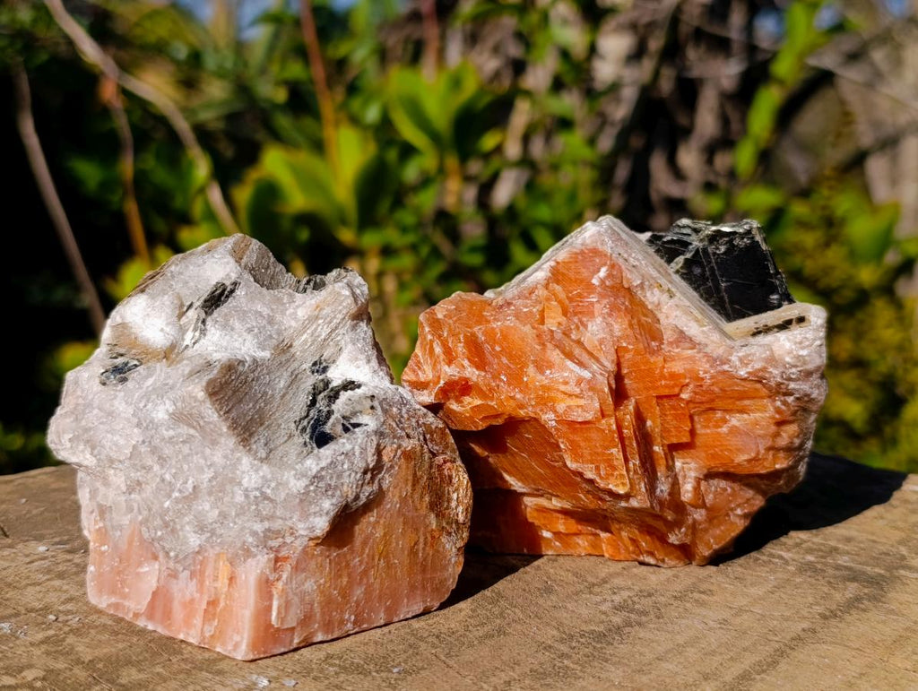 Natural Rhombohedral Sunset Orange Calcite Specimens x 6 From Spitzkop, Namibia - Toprock Gemstones and Minerals 