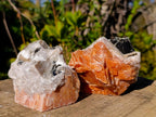 Natural Rhombohedral Sunset Orange Calcite Specimens x 6 From Spitzkop, Namibia - Toprock Gemstones and Minerals 