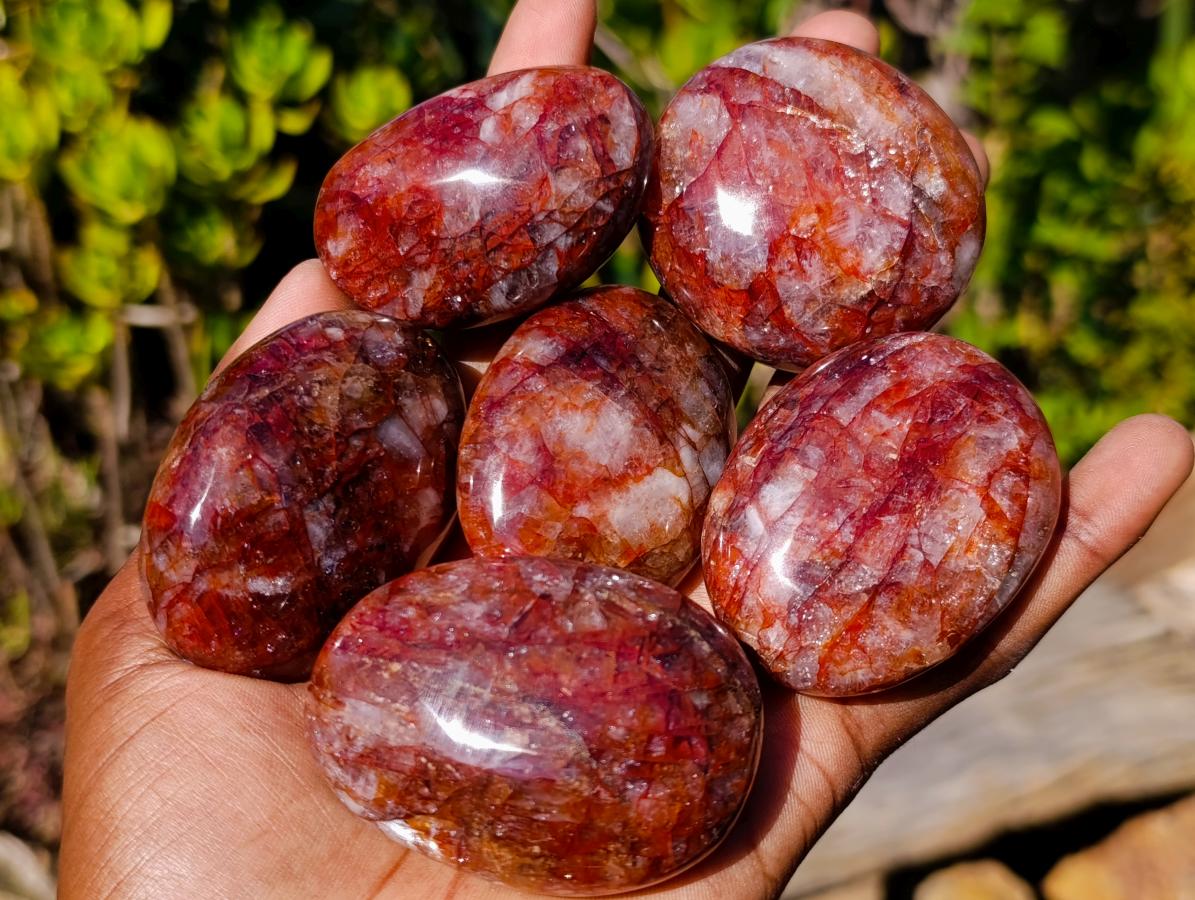 Polished Mini Red Hematoid Quartz Palm Stones x 20 From Ambatondrazaka, Madagascar - Toprock Gemstones and Minerals 