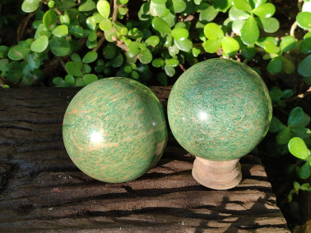 Polished Verdite Spheres x 2 From Barberton, South Africa - Toprock Gemstones and Minerals 