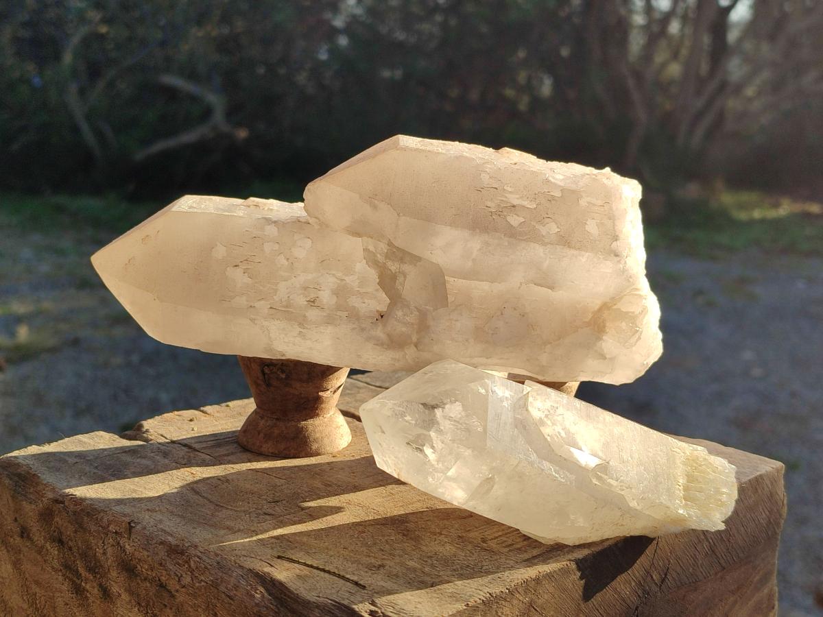 Natural Cascading "Anananas" Candle Quartz Crystals x 3 From Antsirabe, Madagascar - Toprock Gemstones and Minerals 