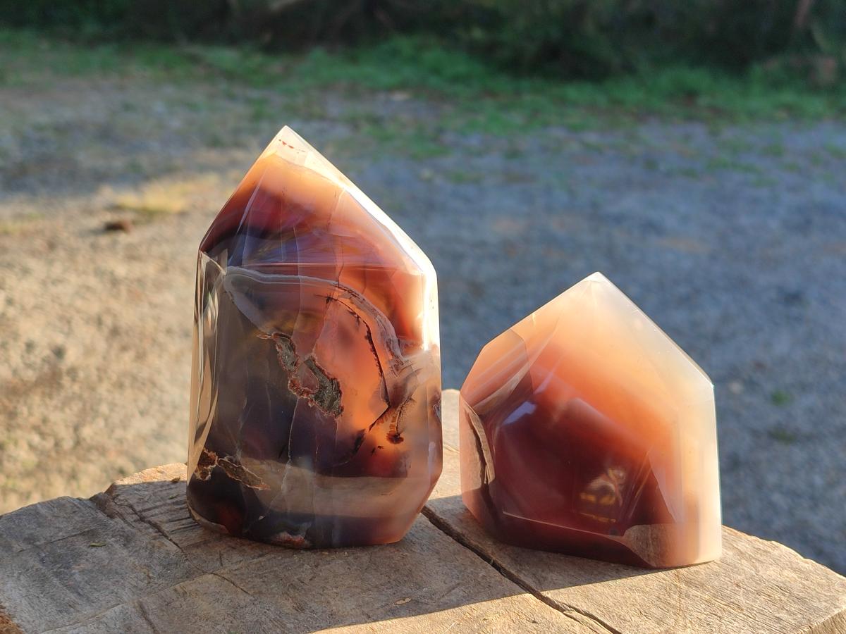 Polished Strawberry Agate Display Crystals x 3 From Mozambique - Toprock Gemstones and Minerals 