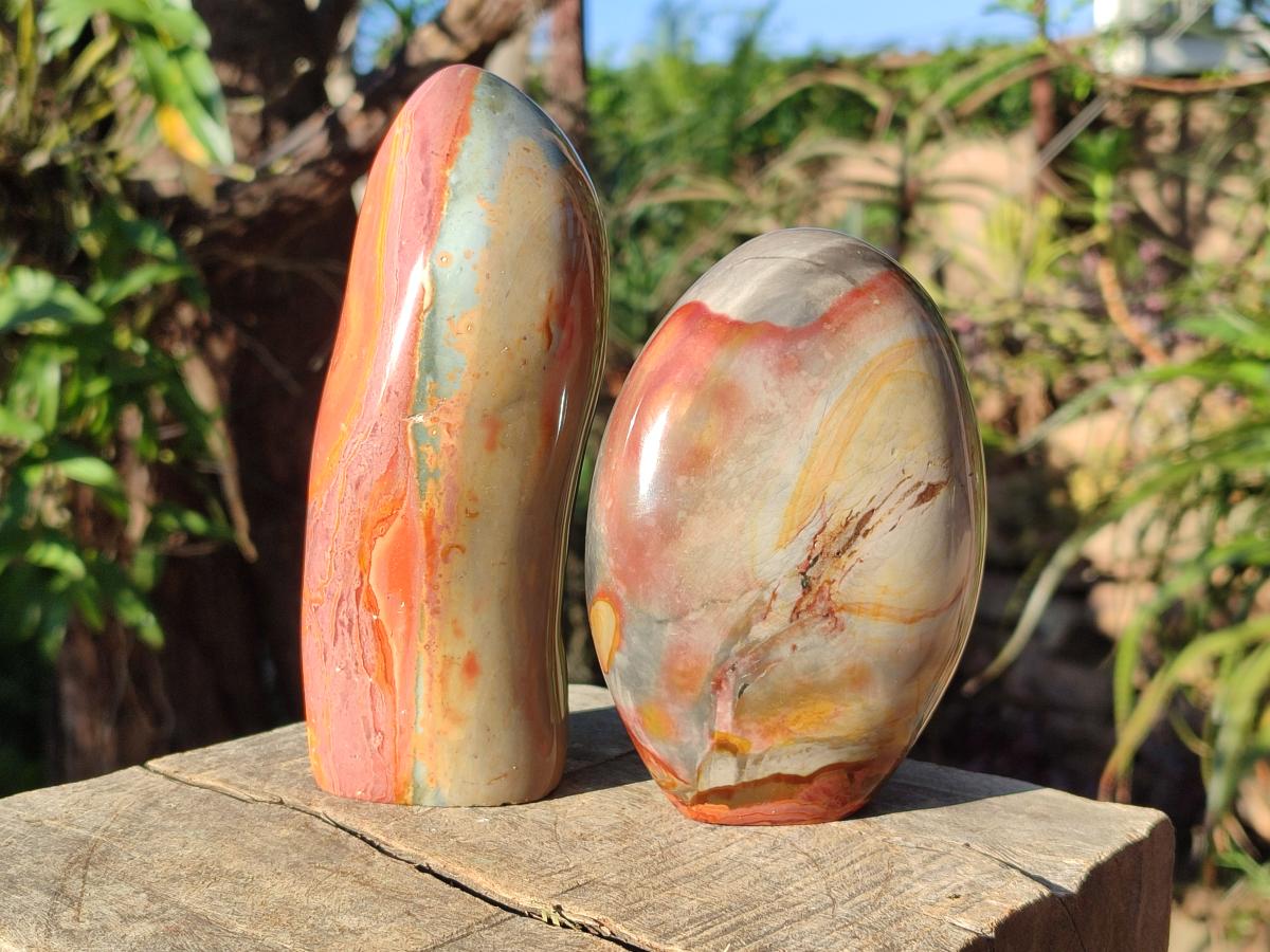 Polished Polychrome Jasper Standing Display Pieces x 2 From Androka, Madagascar - Toprock Gemstones and Minerals 