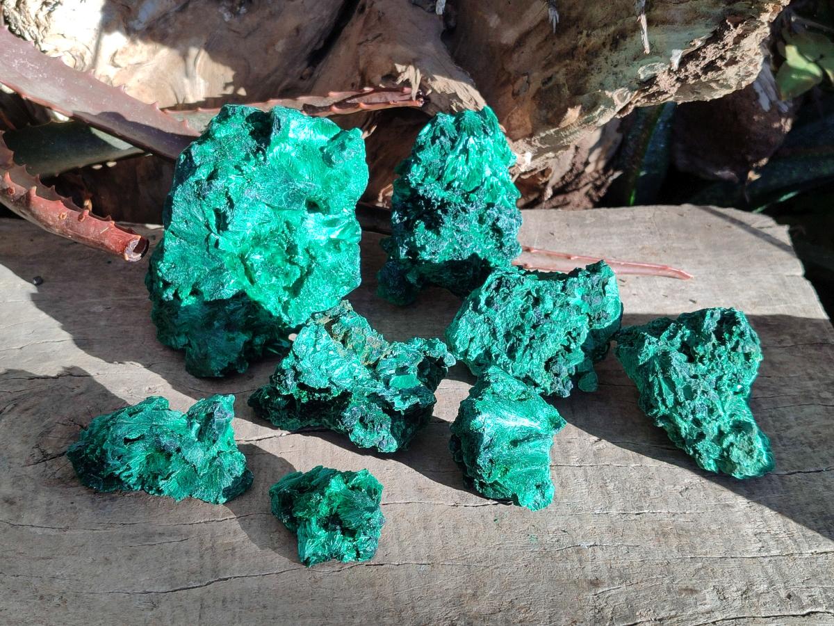 Natural Silky Malachite Specimens x 8 From Kasompe, Congo - Toprock Gemstones and Minerals 