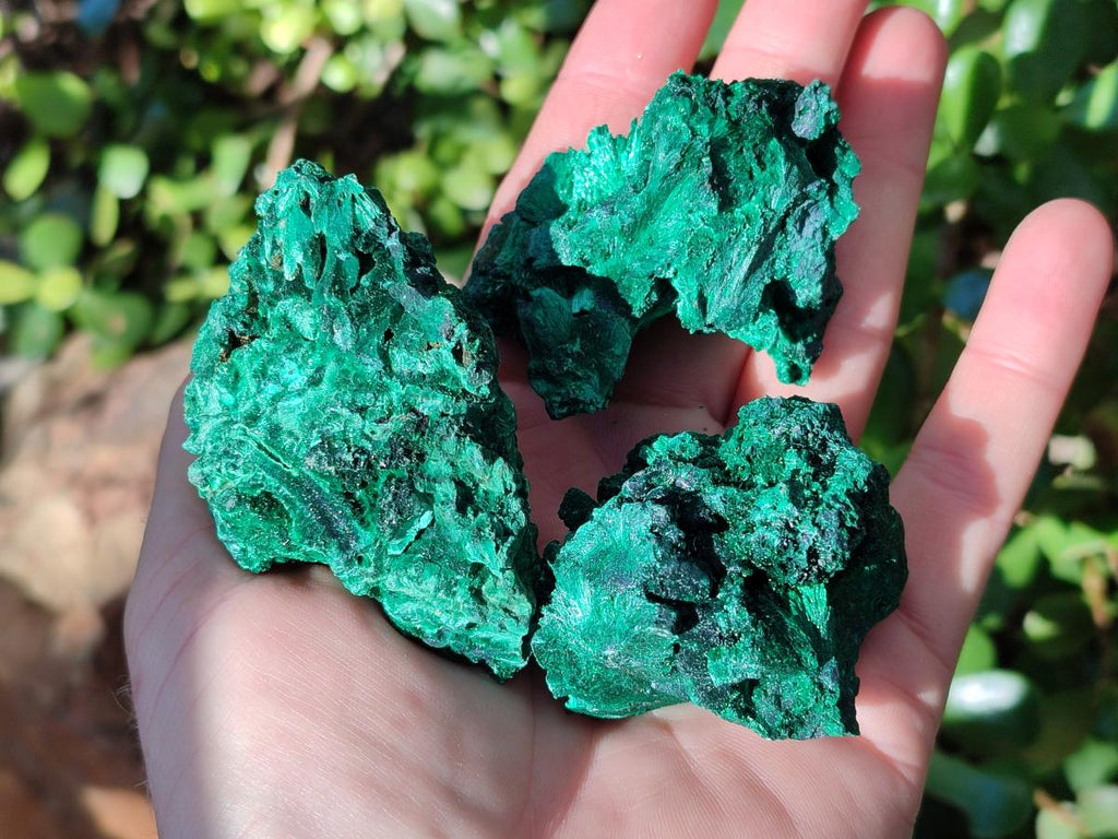 Natural Silky Malachite Specimens x 8 From Kasompe, Congo - Toprock Gemstones and Minerals 