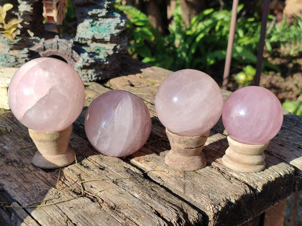 Polished Gemmy Star Rose Quartz Spheres x 4 From Madagascar - Toprock Gemstones and Minerals 