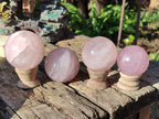 Polished Gemmy Star Rose Quartz Spheres x 4 From Madagascar - Toprock Gemstones and Minerals 