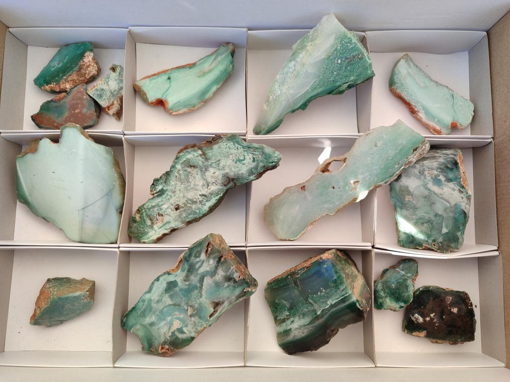Polished One Side Great Dyke Mtorolite Chrysoprase Slices x 15 From Great Dyke Mountain Range, Zimbabwe - Toprock Gemstones and Minerals 