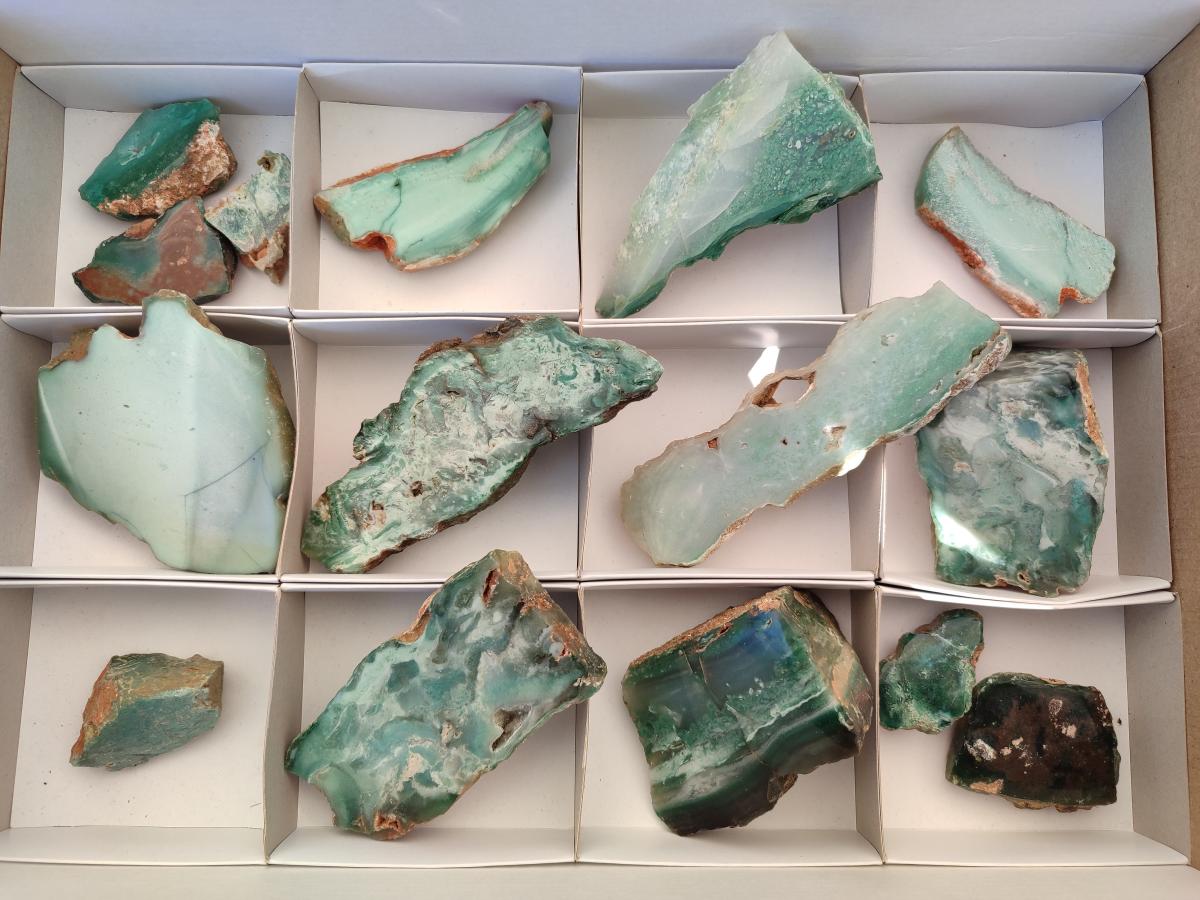 Polished One Side Great Dyke Mtorolite Chrysoprase Slices x 15 From Great Dyke Mountain Range, Zimbabwe - Toprock Gemstones and Minerals 