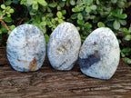Polished Fluorescent Dendritic White Opal Standing Display Pieces x 3 From Moralambo, Madagascar - Toprock Gemstones and Minerals 