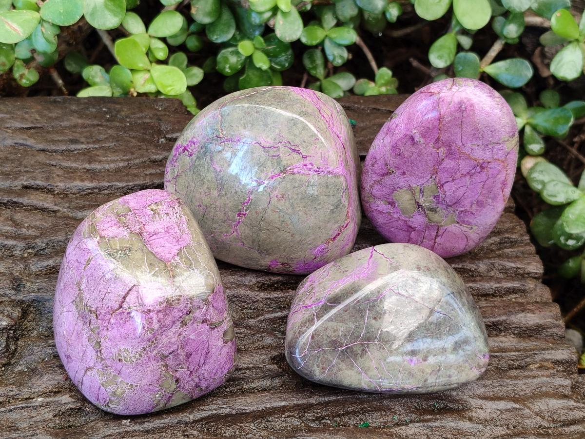 Polished Stichtite Free Forms x 4 From Barberton, South Africa - Toprock Gemstones and Minerals 