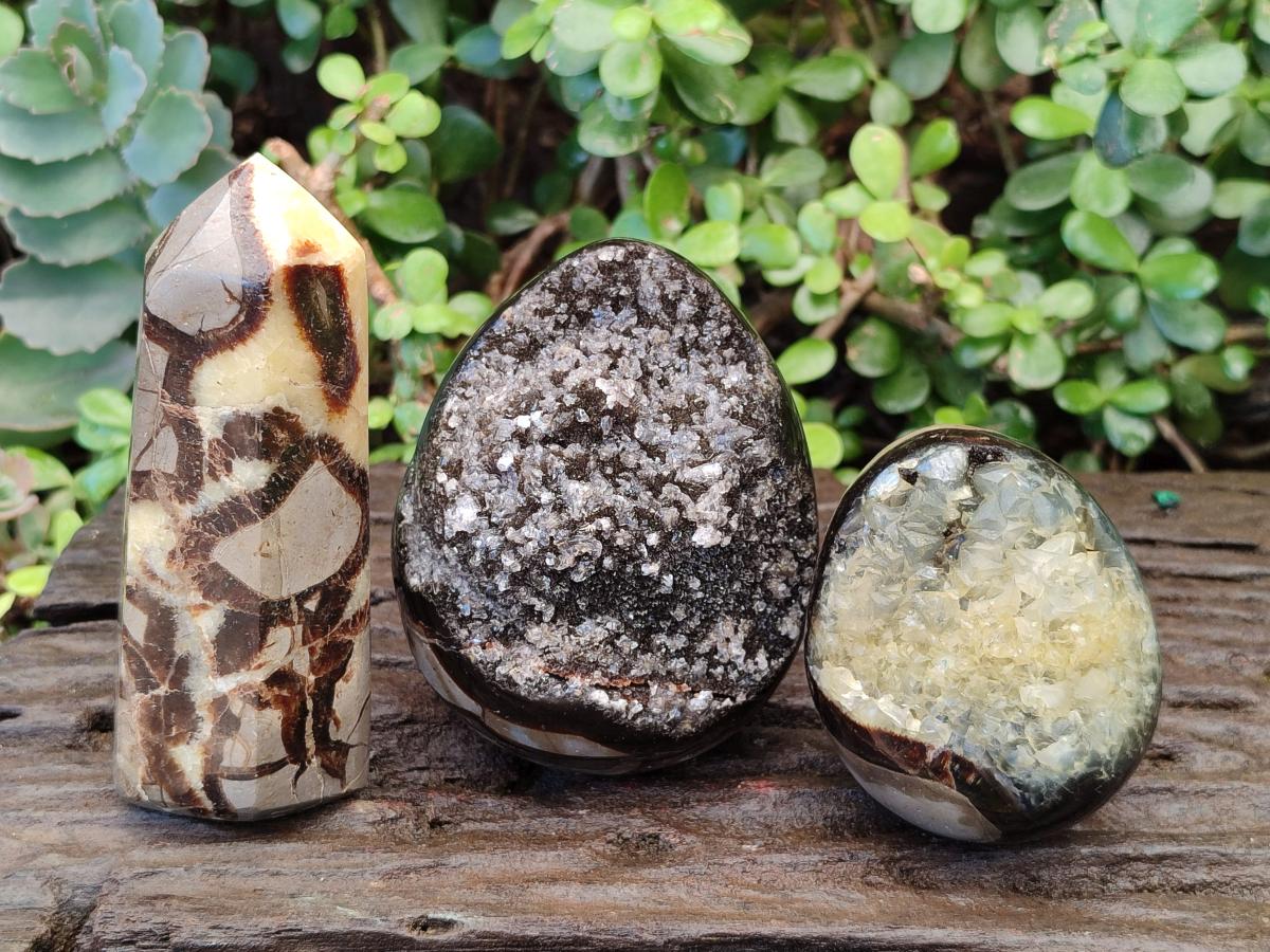 Polished and Natural Septerye Mix Set x 3 From Mahajanga, Madagascar - Toprock Gemstones and Minerals 