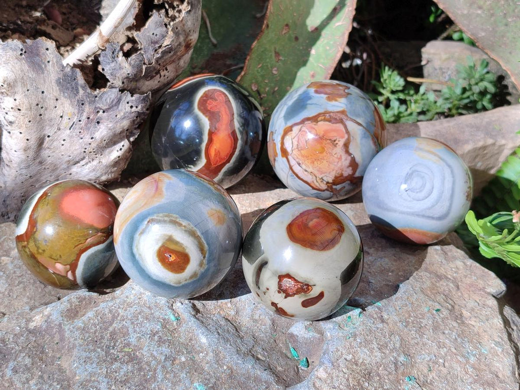 Polished Polychrome Jasper Spheres x 6 From Androka, Madagascar - Toprock Gemstones and Minerals 