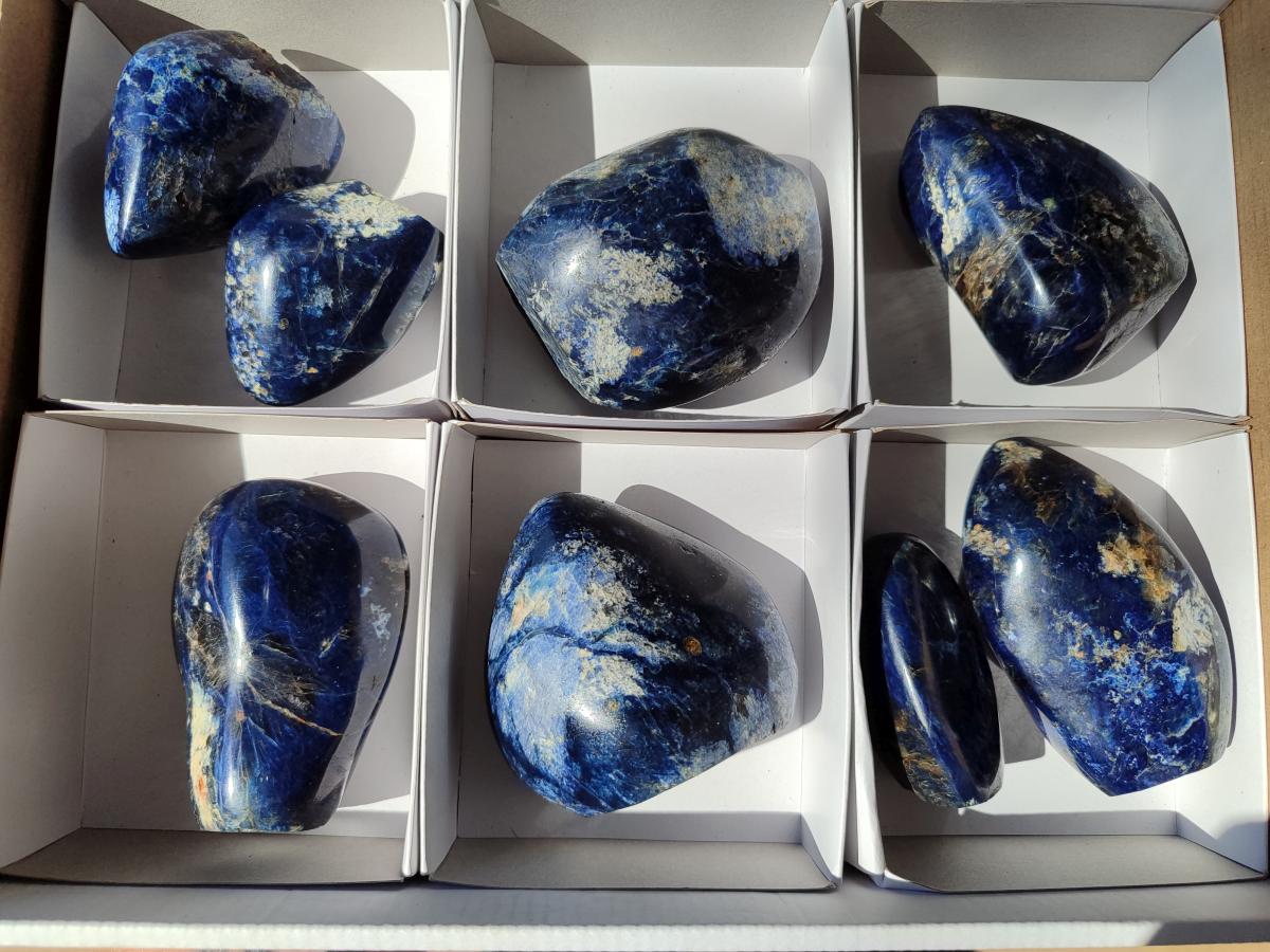 Polished Dumortierite Standing Display Pieces x 7 From Madagascar - Toprock Gemstones and Minerals 