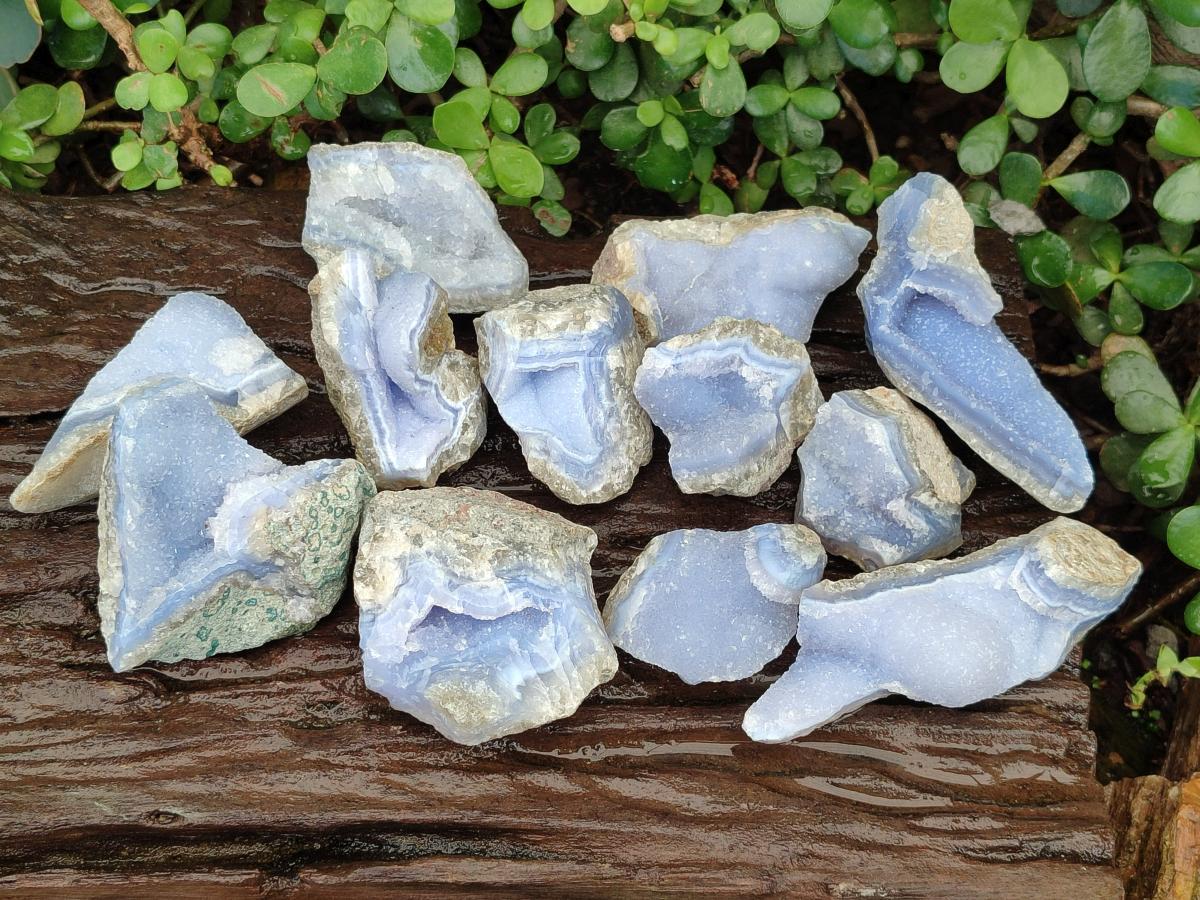 Natural Blue Lace Agate Specimens x 12 From Nsanje, Malawi - Toprock Gemstones and Minerals 