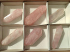 Polished Double Terminated Gemmy Rose Quartz Crystals x 6 From Madagascar - Toprock Gemstones and Minerals 