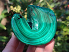 Polished Flower Banded Malachite Free Forms x 3 From Congo - Toprock Gemstones and Minerals 