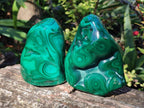 Polished Flower Banded Malachite Free Forms x 3 From Congo - Toprock Gemstones and Minerals 