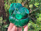 Polished Flower Banded Malachite Free Forms x 3 From Congo - Toprock Gemstones and Minerals 
