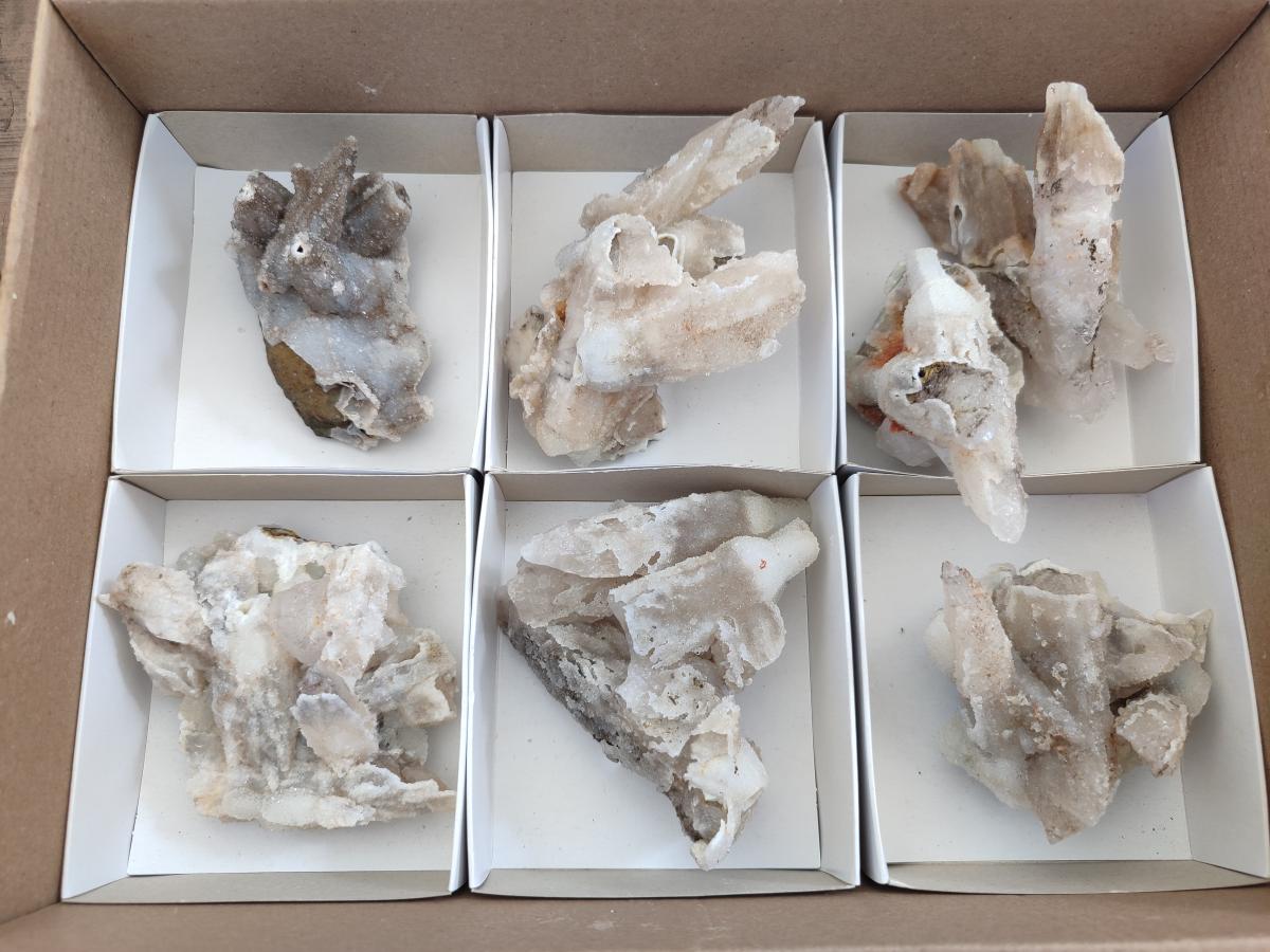 Natural Spearhead Calcite Cluster Specimens x 7 From Albert's Mountain, Lesotho - Toprock Gemstones and Minerals 