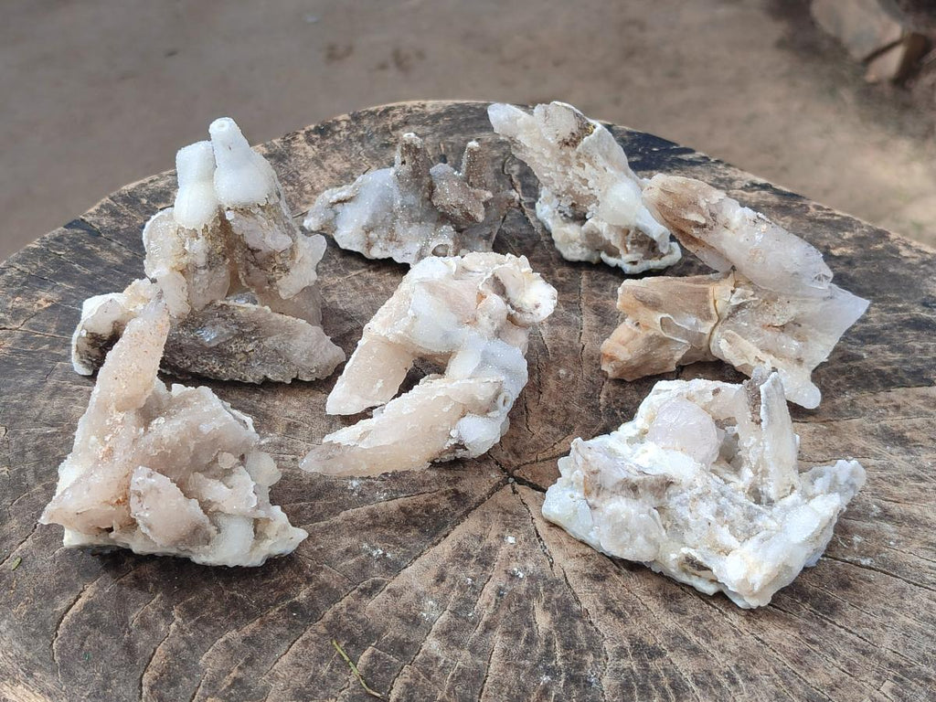 Natural Spearhead Calcite Cluster Specimens x 7 From Albert's Mountain, Lesotho - Toprock Gemstones and Minerals 