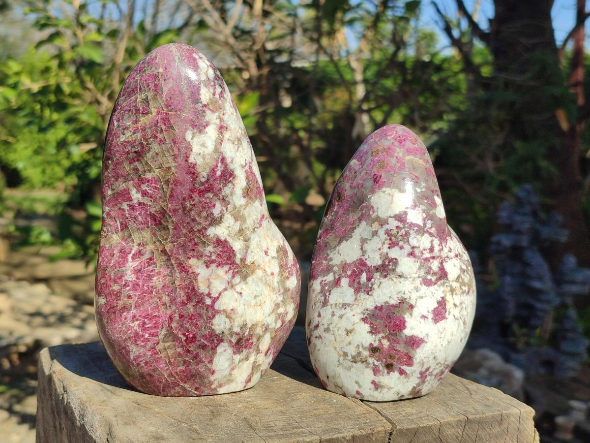 Polished Rubellite Pink Tourmaline Standing Display Pieces x 2 From Ambatondrazaka, Madagascar - Toprock Gemstones and Minerals 