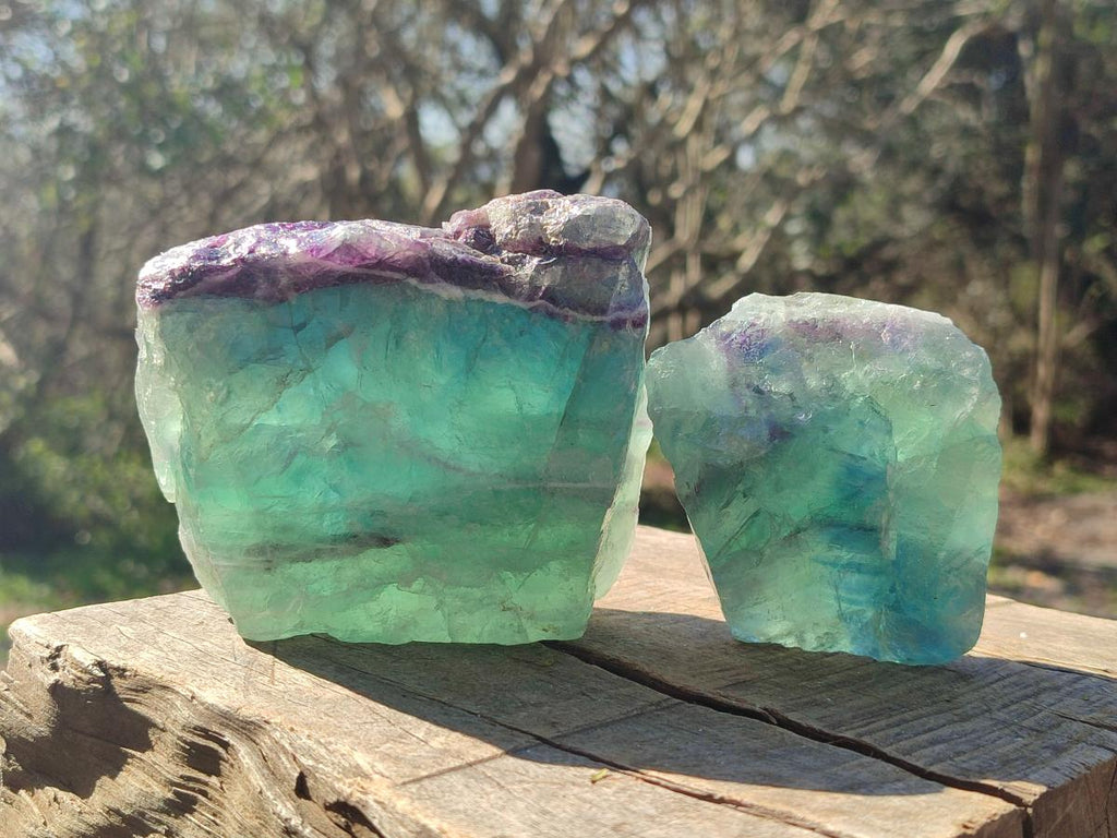 Natural Watermelon Fluorite Cobbed Specimens x 6 From Uis, Namibia - Toprock Gemstones and Minerals 