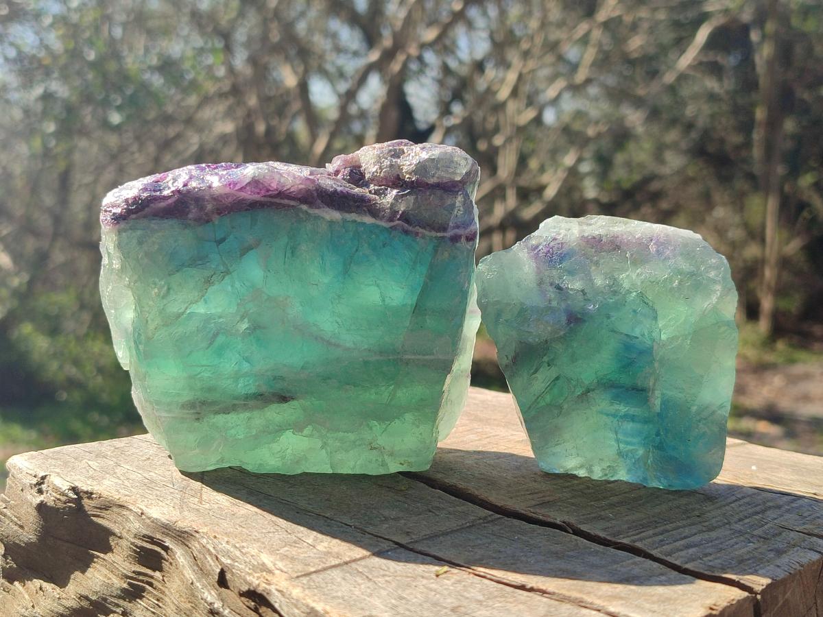 Natural Watermelon Fluorite Cobbed Specimens x 6 From Uis, Namibia - Toprock Gemstones and Minerals 