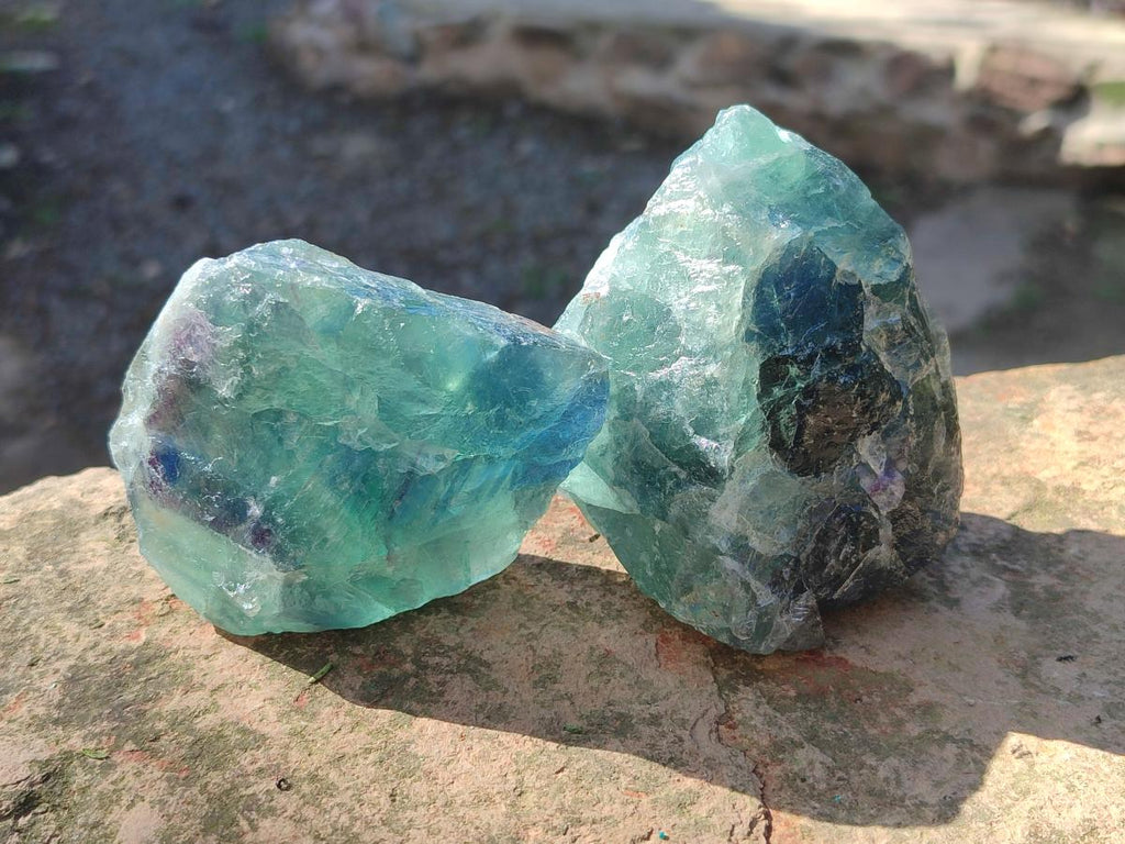 Natural Watermelon Fluorite Cobbed Specimens x 6 From Uis, Namibia - Toprock Gemstones and Minerals 