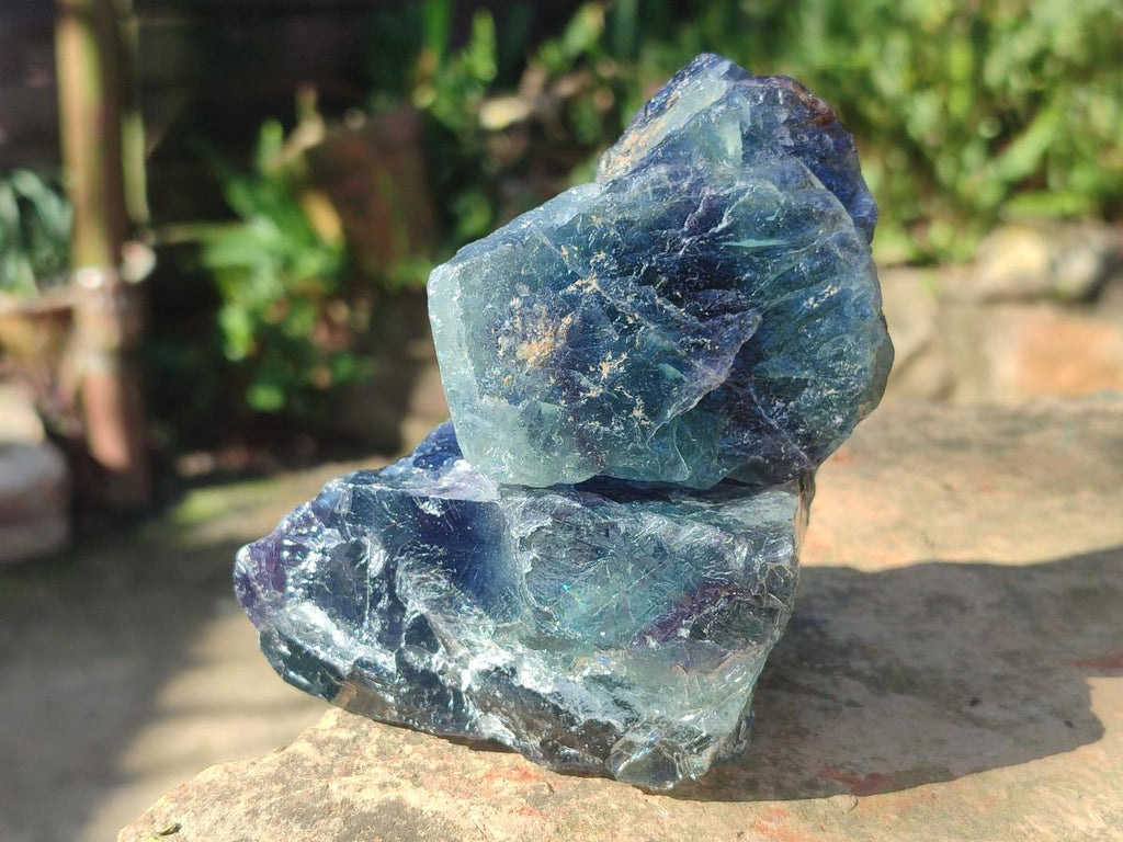 Natural Watermelon Fluorite Cobbed Specimens x 6 From Uis, Namibia - Toprock Gemstones and Minerals 