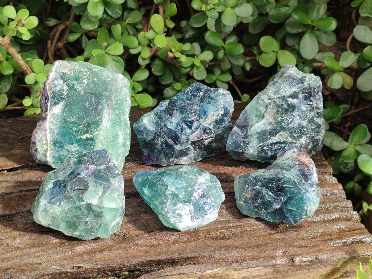 Natural Watermelon Fluorite Cobbed Specimens x 6 From Uis, Namibia - Toprock Gemstones and Minerals 